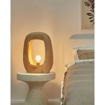 Lampička Stolní lampa světle hnědé mangové dřevo otevřený design obývací pokoj ložnice moderní styl Beliani