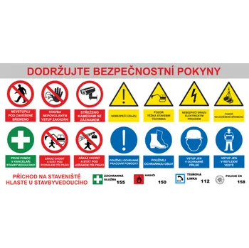 Traiva s.r.o. Tabule na stavbu s bezpečnostními pokyny tabule - Monitorovaný areál stavby označení stavby bezpečnostními pokyny Verze: 1930 x 1000 mm tl. 1 mm - Kód: 17735