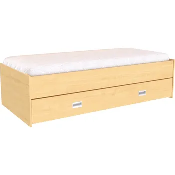 Postel Zvýšené lůžko DUO s úložným prostorem Dekor: Javor, Úchytky: zapuštěné úchytky, Zvýšené čelo: bez zvýšeného čela