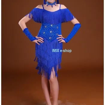 Dívčí šaty Dívčí taneční LATINO šaty JASICA tmavě modrá 150