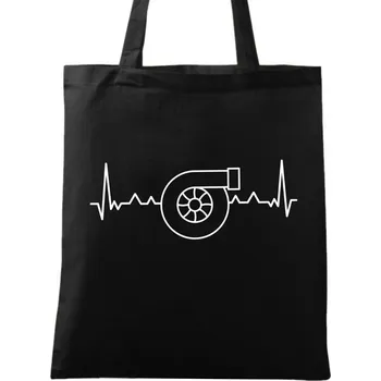 Bavlněná taška Kardiogram a Motor (Barva: Černá)