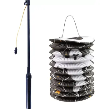 Party dekorace Lampion Halloween černý 15 cm se svítící hůlkou 40 cm