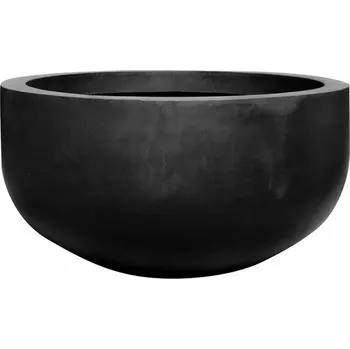 Květináč Pottery Pots Venkovní květináč kulatý City bowl S, Black (barva černá), kolekce Natural, kompozit Fiberstone, průměr 92 cm x v 50 cm, objem cca 269 l