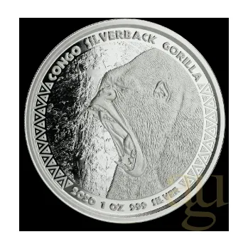 1 unce stříbrná mince Afrika Kongo Silberrücken Gorilla 2020