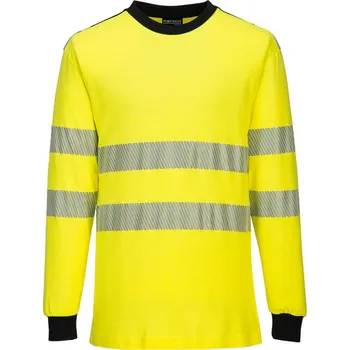 pracovní tričko PORTWEST Tričko WX3 FR701 Hi-Vis, odolné proti ohni, dlouhý rukáv, reflexní POR-FR701YBRL L Žlutá/černá