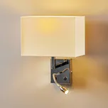 Euluna Nástěnné světlo Hotel LED, bílé, textil, 2-flg., LED lampa na čtení - Výška stínidla na lampu 18 cm bílá, chrom 1 x 60 W E27 (nelze zakoupit) + 1 x 2,2 W LED (součástí balení) - Doprava zdarma
