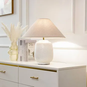 Lampička Stolní lampa Lucande Thalorin, výška 47 cm, bílá, keramika - Délka kabelu 160 cm; Ø základny 20 cm bílá, béžová 1 x 15 W LED - Doprava zdarma