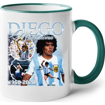 Keramický hrnek Diego Maradona, Barva Zelená, Velikost 330 ml, Canvas Keramický hrnek s barevným uchem Bezvatriko.cz 2664