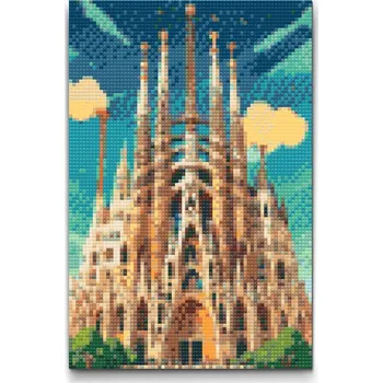 Diamantové malování Diamantové malování - Sagrada Familia z blízka Velikost: 40x60cm, Rámování: Pouze srolované plátno, Diamanty: Kulaté