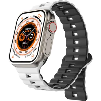 Příslušenství k chytrým hodinkám Magnetický silikonový řemínek pro Apple Watch 42/44/45/46/49mm Barva: Bílo-Černý