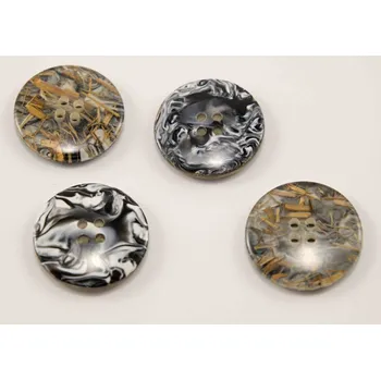 Knoflík Dírkový knoflík - šedý melír se slámou - průměr 2,5 cm