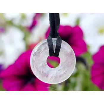 Přívěsek Křišťál mini donut na kůži cca 18mm