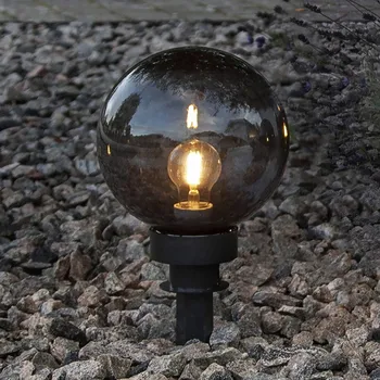 Lampička STAR TRADING Venkovní dekorační koule Orby v černé barvě, Ø20cm - délka kabelu 500 cm; délka hrotu 27 cm černá, kouřově šedá, transparentní 1 x 40 W - Doprava zdarma