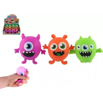 Dětský míč Teddies Míček příšerka monstrum antistresový mačkací sliz 9x8cm 3 barvy 12ks v boxu