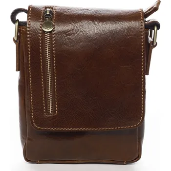 Kožená crossbody taška hnědá - Delami Rozitax hnědá