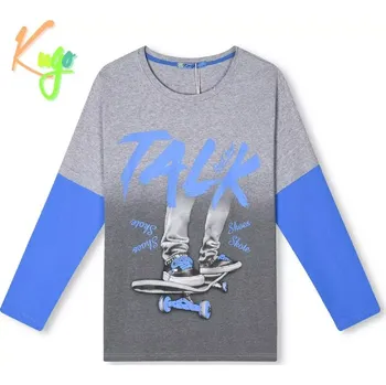 Chlapecké tričko dl.r. Kugo HC0722 šedé - modré rukávy