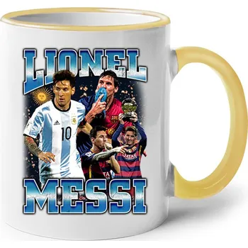 Keramický hrnek Lionel Messi 2, Barva Žlutá, Velikost 330 ml, Canvas Keramický hrnek s barevným uchem Bezvatriko.cz 2659