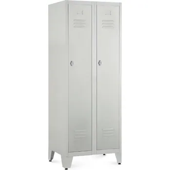 Šatní skříň Kovová šatní skříňka, 60 x 50 x 161,5 cm, nastavitelné nožky, otočný zámek, světle šedá - ral 7035