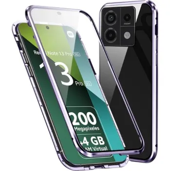 Pouzdro na mobilní telefon Beweare Magnetický oboustranný kryt s tvrzeným sklem na Xiaomi Redmi Note 13 5G - fialový
