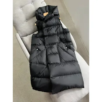 Dámská vesta Dlouhá dámská vesta s kachním peřím Barva: Černá, Velikost: M