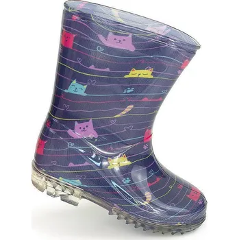 Dívčí holínky Pidilidi Dívčí holínky PVC potisk kočičky, PL0041-04, modrá Vel. 28