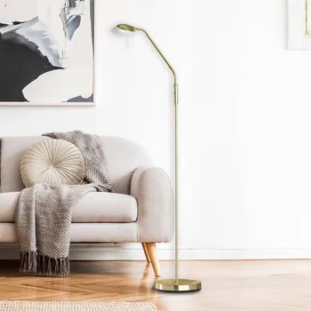 Lampička FISCHER & HONSEL LED stojací lampa Pool, mosazná barva, výška 160 cm, kov, CCT - Ø základny 23 cm matná mosazná barva, alabastrová barva 1 x 5 W LED - Doprava zdarma