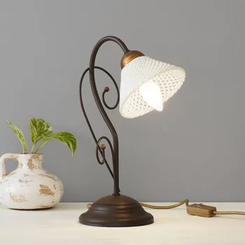 Lampička Ceramiche Stolní lampa Retina - Ø stínidla na lampu 14 cm bílá, bronzová 1 x 40 W - Doprava zdarma
