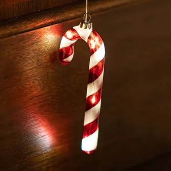 Lampička Sirius Hannah Candy Cane červený dekorativní přívěsek - Délka přívodního kabelu 25 cm červená, matná bílá 5 LED diod