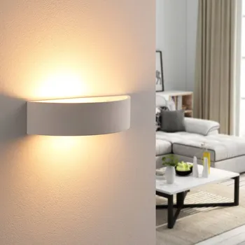 Lampička Lindby Aurel nástěnné světlo, sádra, bílá půlkulatá 1 x 5 W LED