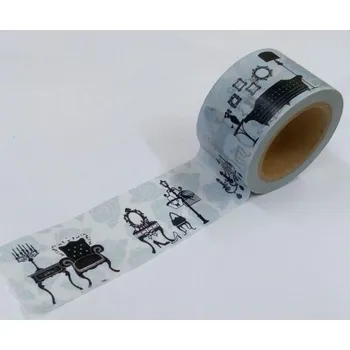 Lepicí páska Dekorační lepicí páska - WASHI páska 30mm x 10m - Židle v modrém