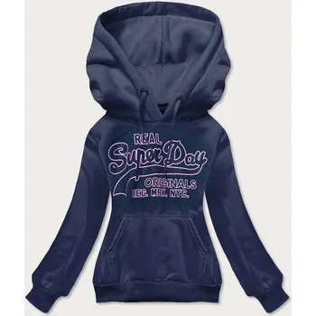 Dámská mikina Tmavě modrá krátká dámská mikina s potiskem 7R0 J.STYLE, odstíny modré M (38) i392_19390-47