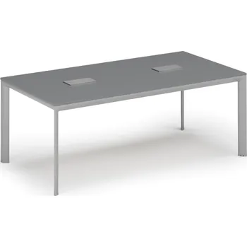 Psací stůl Jednací stůl PRIMO INVITATION, 200x100 cm, grafit + 2x stolní zásuvka TYP III, stříbrná