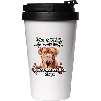 Cestovní nerezový hrnek s potiskem Kafe a doga