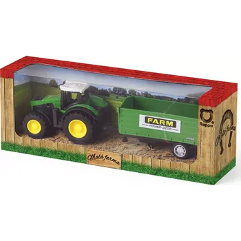 autíčko Traktor kovový s vlečkou zelená