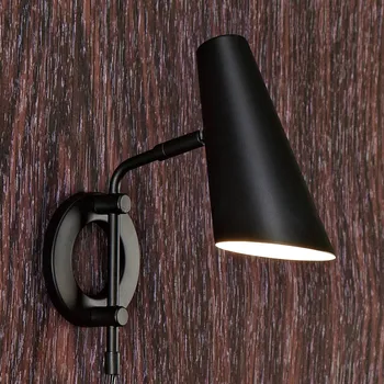 Lampička Markslöjd Nástěnné světlo Cal s vypínačem a zástrčkou - stínidlo na lampu - Ø 9,5 cm, výška 20 cm; Ø nástěnného držáku 10,5 cm, délka kabelu 200 cm černé 1 x 40 W - Doprava zdarma