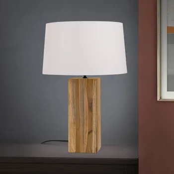 Lampička Orion Stolní lampa Dallas dřevěný podstavec tvaru kvádru - délka kabelu 190 cm; stínidlo - Ø horní 32 cm, výška 21 cm světlé dřevo, krémová 1 x 40 W - Doprava zdarma