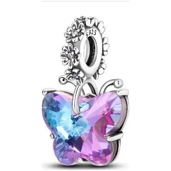 Korálek Prosperk Korálek na náramek motýlek růžovo modrý S4812