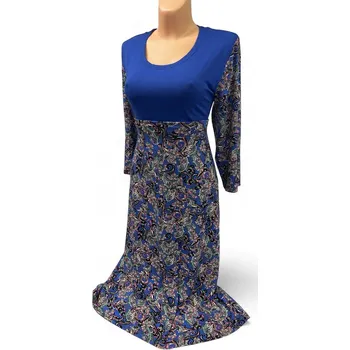 Dámské šaty Kombinované šaty s delším rukávem LILKA, Barva Modrá, Velikost XL48, Materiál 96% Viskoza 4% Lycra