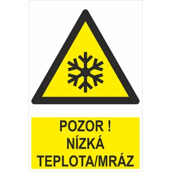 POZOR ! NÍZKÁ TEPLOTA/MRÁZ - ISO 7010 samolepící PVC fólie 200 x 150 mm