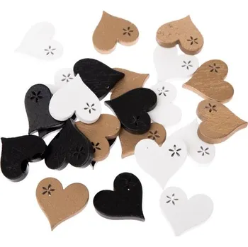 Dekorace, dřevěná, SRDCE, 3x3 cm, 24ks/bal.