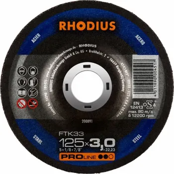 Řezný kotouč RHODIUS Ruční řezný kotouč FTK33 125 x 3,0 x 22,23 PROline