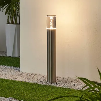 Lampička Lindby LED žárovka Belen, nerezová ocel - Ø podstavec 9,8 cm nerezová ocel, čirá 1 x 4,1 W LED - Doprava zdarma