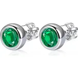 Stříbrné šroubovací náušnice, zelené zirkony