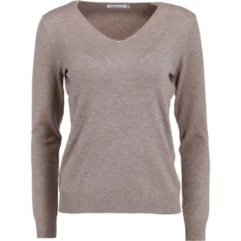 Dámský svetr Svetřík s výstřihem "V" Damod 01253-1,barva: : hnědá-fango *, velikost: S/M