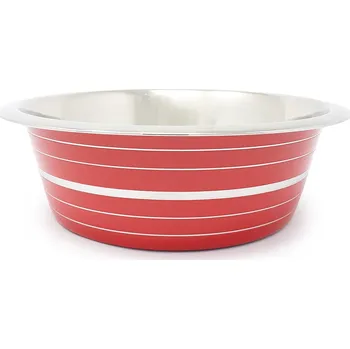 Miska pro psa PROFIZOO Miska nerezová Standard 2600 ml Červená (šedý proužek)