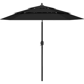 Stínicí technika vidaXL Marketos 3stupňový zahradní slunečník s hliníkovou tyčí černý 2,5 m