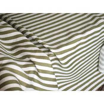 Snový svět Zelené pruhy - lněný kepr - 175 g/m2