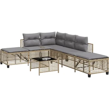 Zahradní sestava vidaXL 3dílná rohová sedací souprava s poduškami mix béžové polyratan