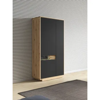 regál Policová skříň Aston 1 - dub taurus / černý mat