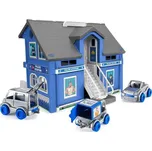 Wader Toys Play House Policejní stanice + 3 ks autíček + helikoptéra modrý